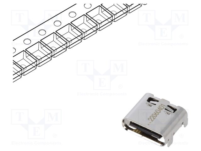 105450-0101 – Molex – Connector: USB C; socket; on PCBs; SMT; PIN: 24; horizontal; USB 3.1