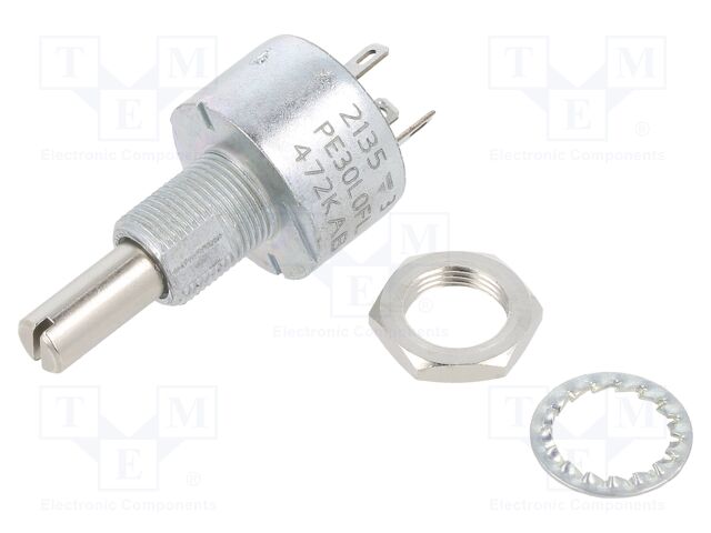 PE30L0FL472KAB – Vishay – Potentiometer: shaft; 4.7kΩ; single turn; 3W; ±10%; 6mm; linear
