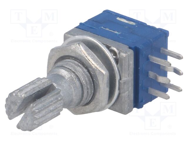 PTD902-1015K-A104 – BOURNS – Potentiometer: shaft; 100kΩ; 25mW; ±10%; 300°; for PCB; logarithmic