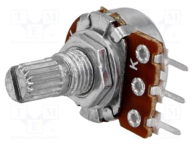 R16148-1A-2-A100K – SR PASSIVES – Potentiometer: shaft; 100kΩ; single turn; 63mW; ±20%; THT; 6mm; mono