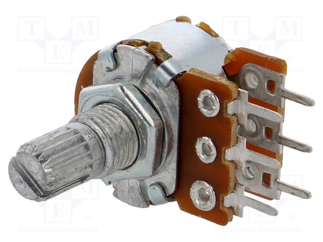 R16148-1B-2-A100K – SR PASSIVES – Potentiometer: shaft; 100kΩ; single turn; 63mW; ±20%; THT; 6mm