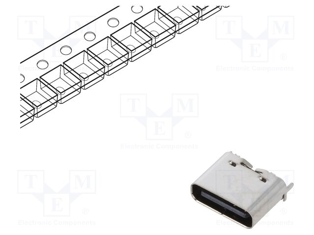 USB4130-GF-C – GCT – Connector: USB C; socket; SMT; PIN: 6; vertical; top board mount; 3A